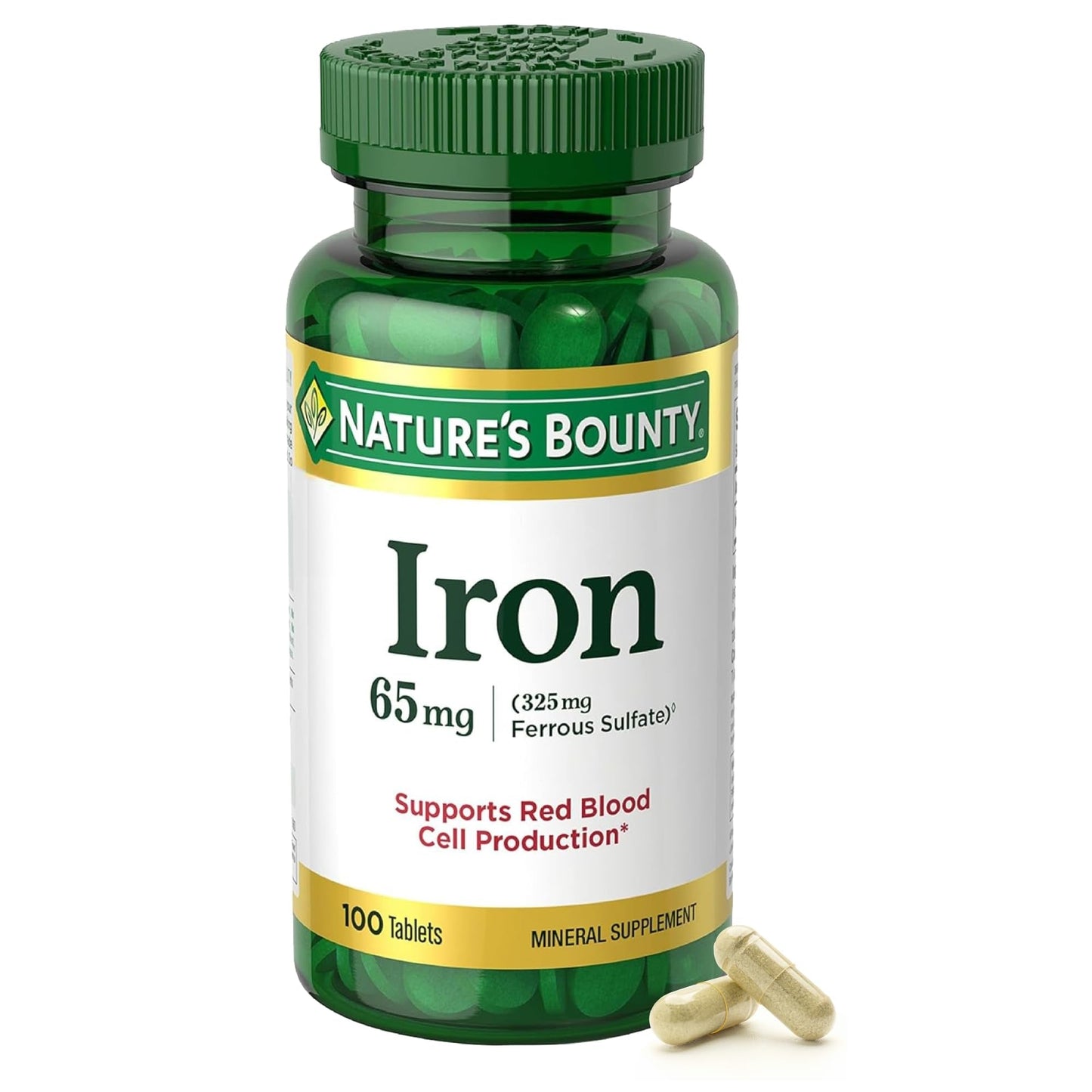 Nature's Bounty Fer 65 Mg Sulfate Ferreux - 100 Comprimés