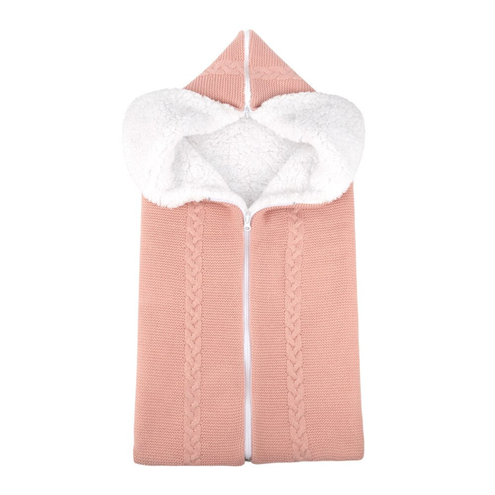 Baby Sleeping Bag Newborn Winter Warm Infant Button Knit Swaddle Wrap Swaddling Stroller  Toddler Blanket Envelope Sleepsacks - Korvel