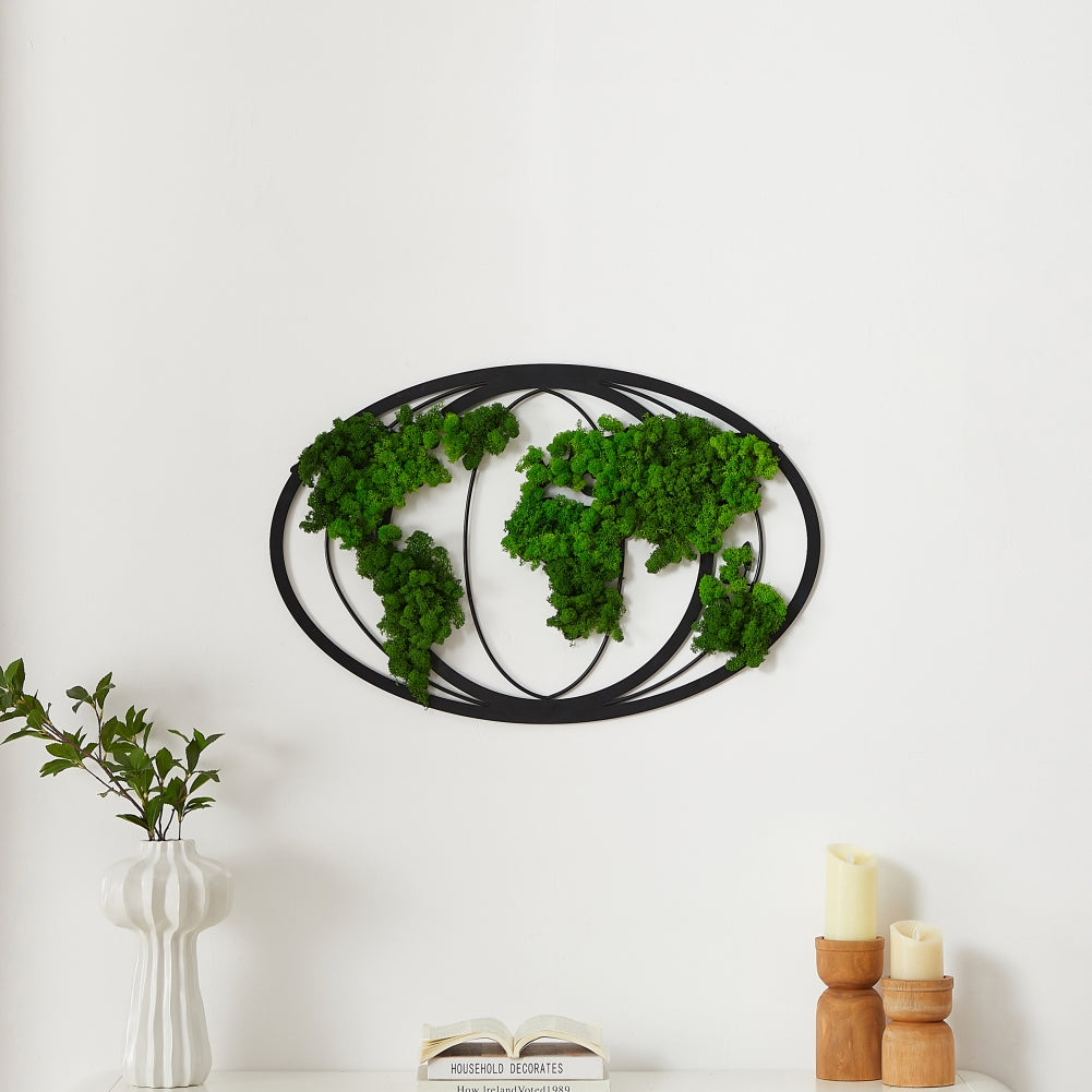 Moss World Map Metal Wall Decor - Korvel