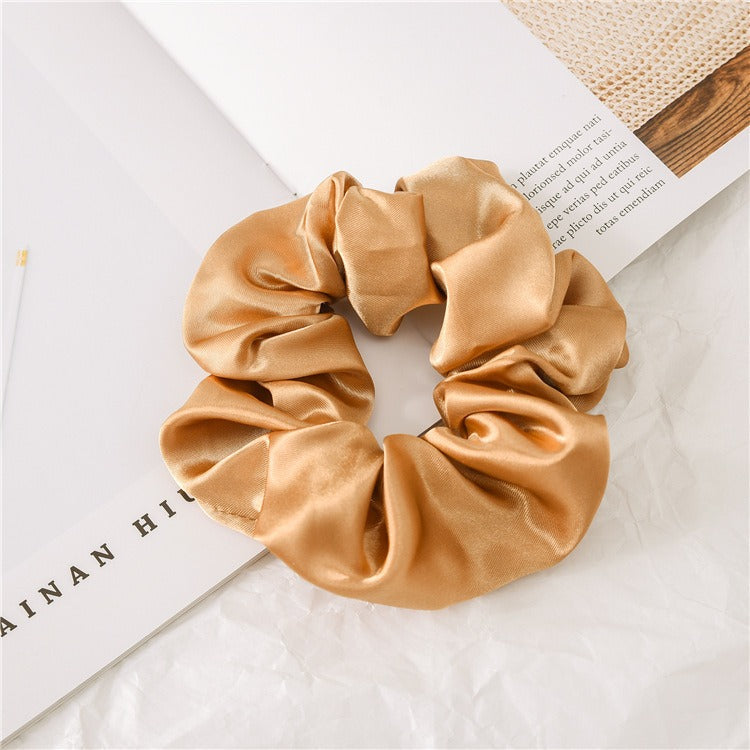 Women Silk Scrunchie Elastic Handmade Multicolor Hair Band Ponytail Holder Headband Hair Accessories 1PC Satin Silk Solid Colo - Korvel