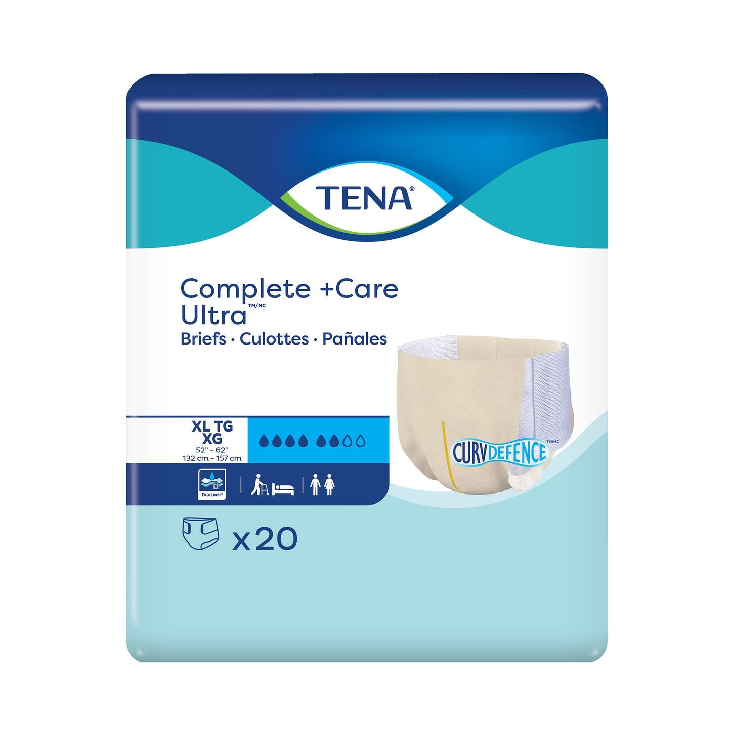TENA Complete +Care Ultra Briefs avec CurvDefence - X-Large