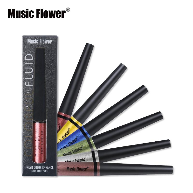Music Flower Brand 6 Color Shimmer Liquid Eyeliner Pen Brightening Eyes Makeup Eye Liner Pencil Waterproof Quick Drying Eyelid - Korvel