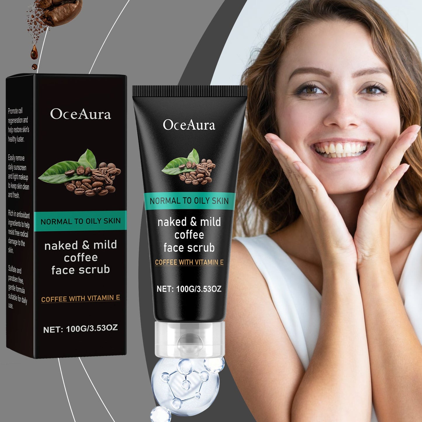 Caffeine Cleanser Gentle Exfoliating Blackhead Facial Treatment Pore-Clearing Cleanser - Korvel