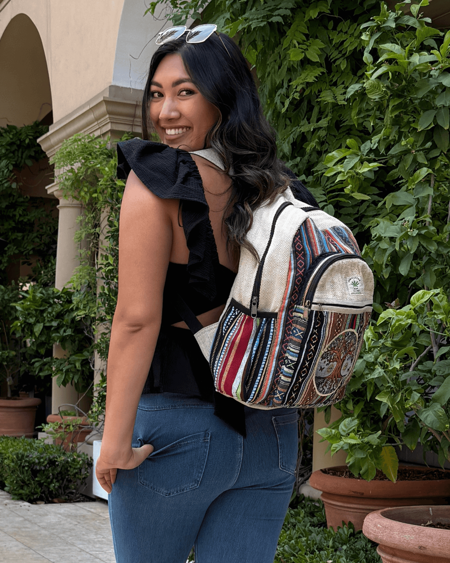 Sac à dos en coton et chanvre fait main de la collection Kathmandu