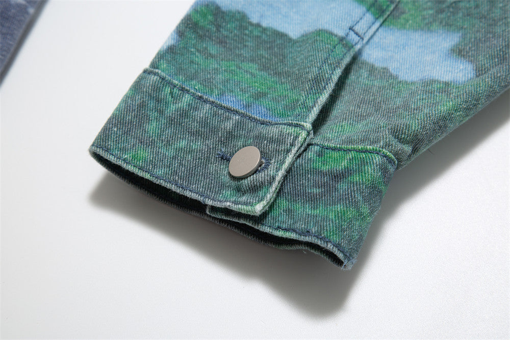 Chaqueta de paisajes de impresión completa para hombres