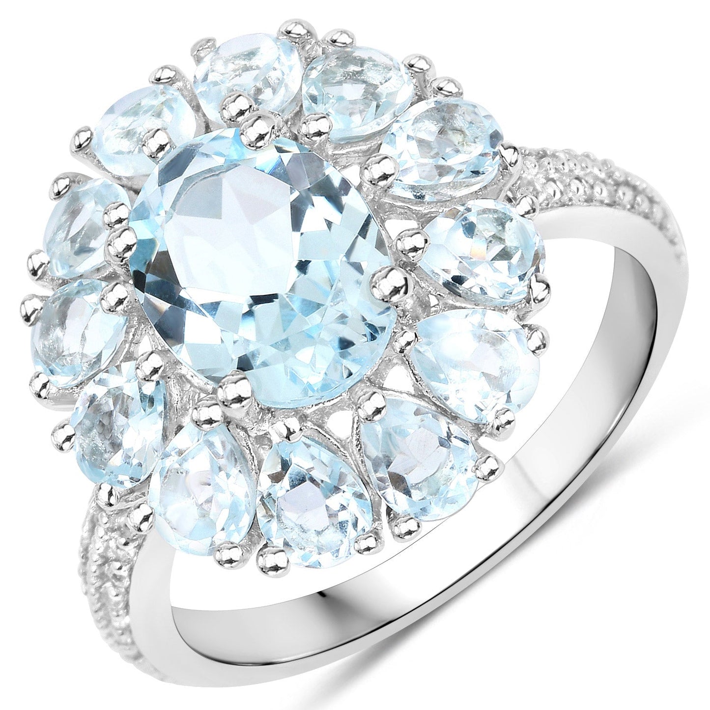 Ensemble de bijoux en argent sterling avec topaze bleue et blanche de 14,02 carats