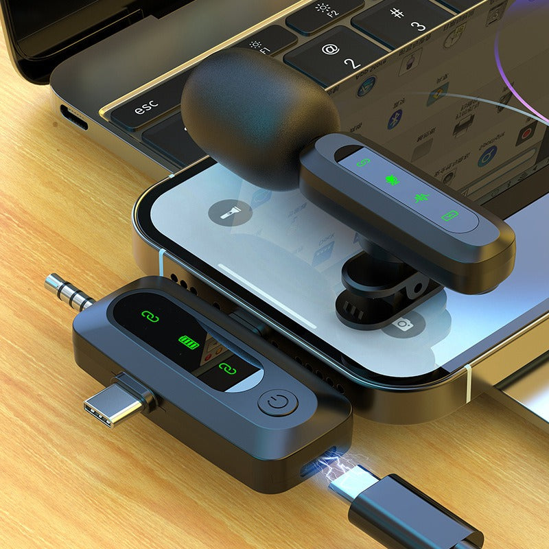 Wireless lavalier microphone J3 three in one interface intelligent sound collection and noise reduction lavalier microphone - Korvel