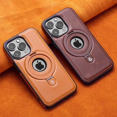 Suitable for Apple 16Promax phone case leather magnetic bracket iPhone 15 anti drop protective case - Korvel