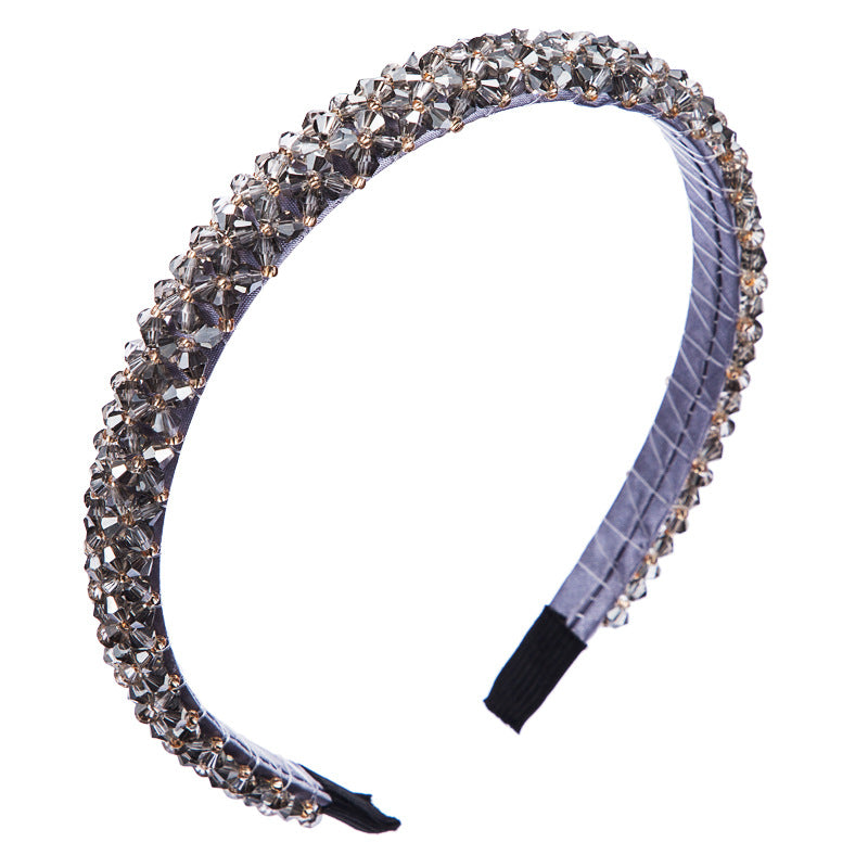Korean Style Thin Edge Crystal Headband Women's Fashion Super Flash Headband Party Press Hair Accessories - Korvel