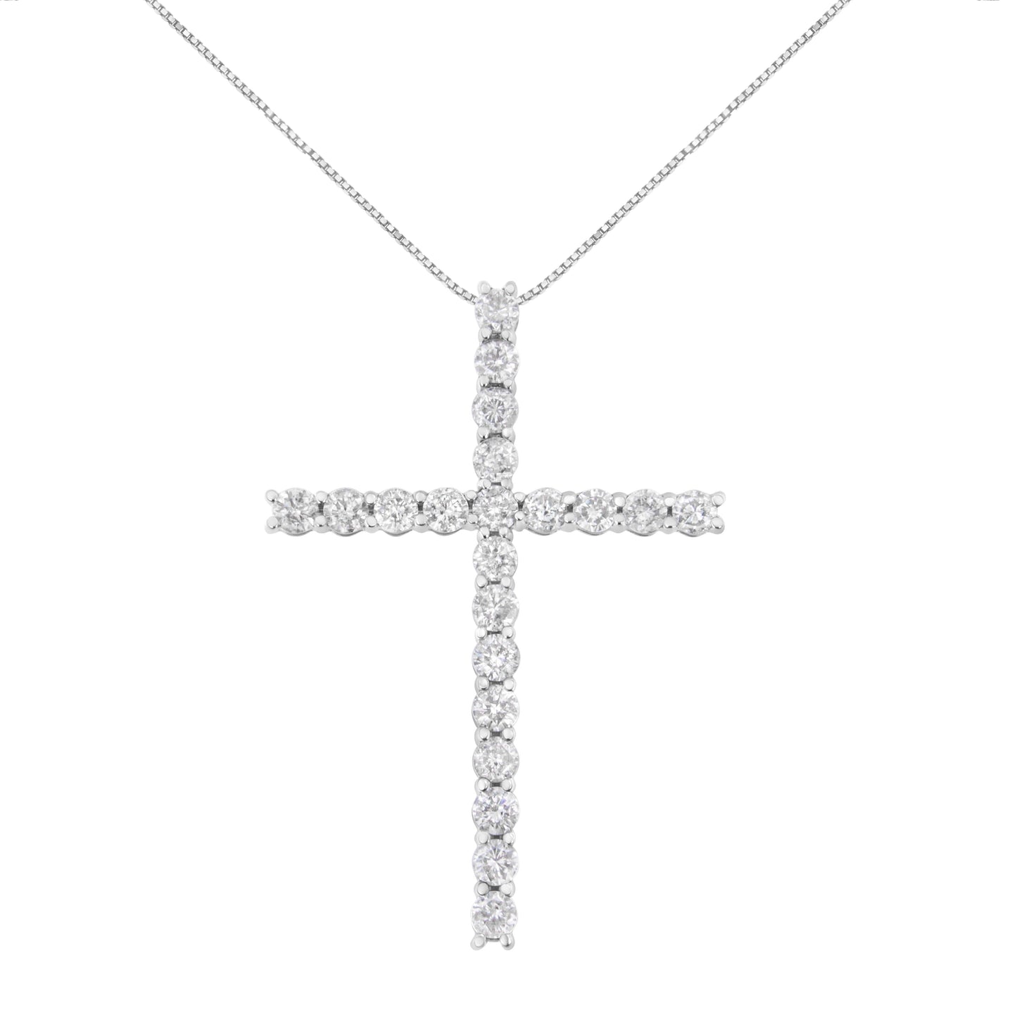 Collar con Colgante de Cruz de Diamante de Plata Esterlina .925 - 18"