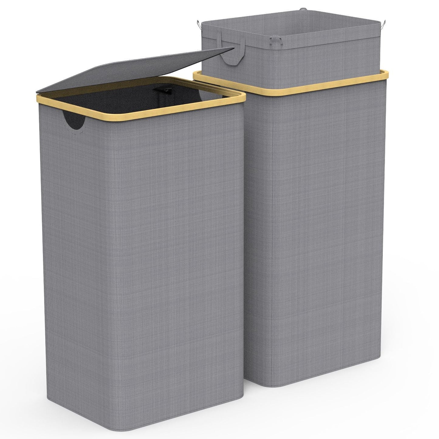 2-Pack Collapsible Laundry Hampers with Lid - 100L Capacity
