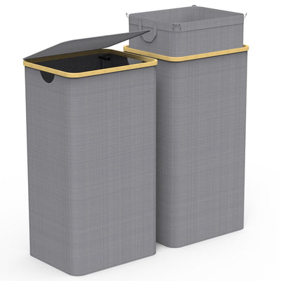 2-Pack Collapsible Laundry Hampers with Lid - 100L Capacity