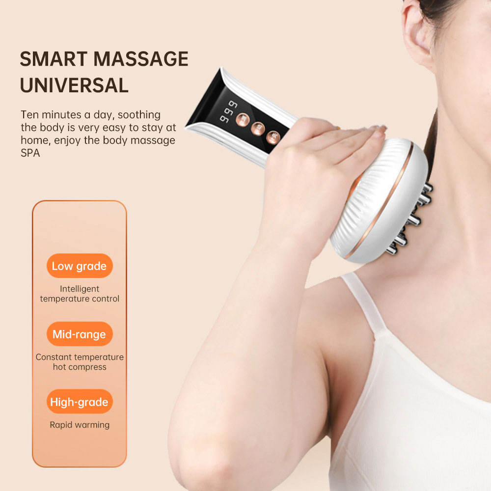 Multifunctional Electric Meridian Massage Brush EMS Heat Therapy Body Head Massager Slimming Electric Meridian Brush - Korvel
