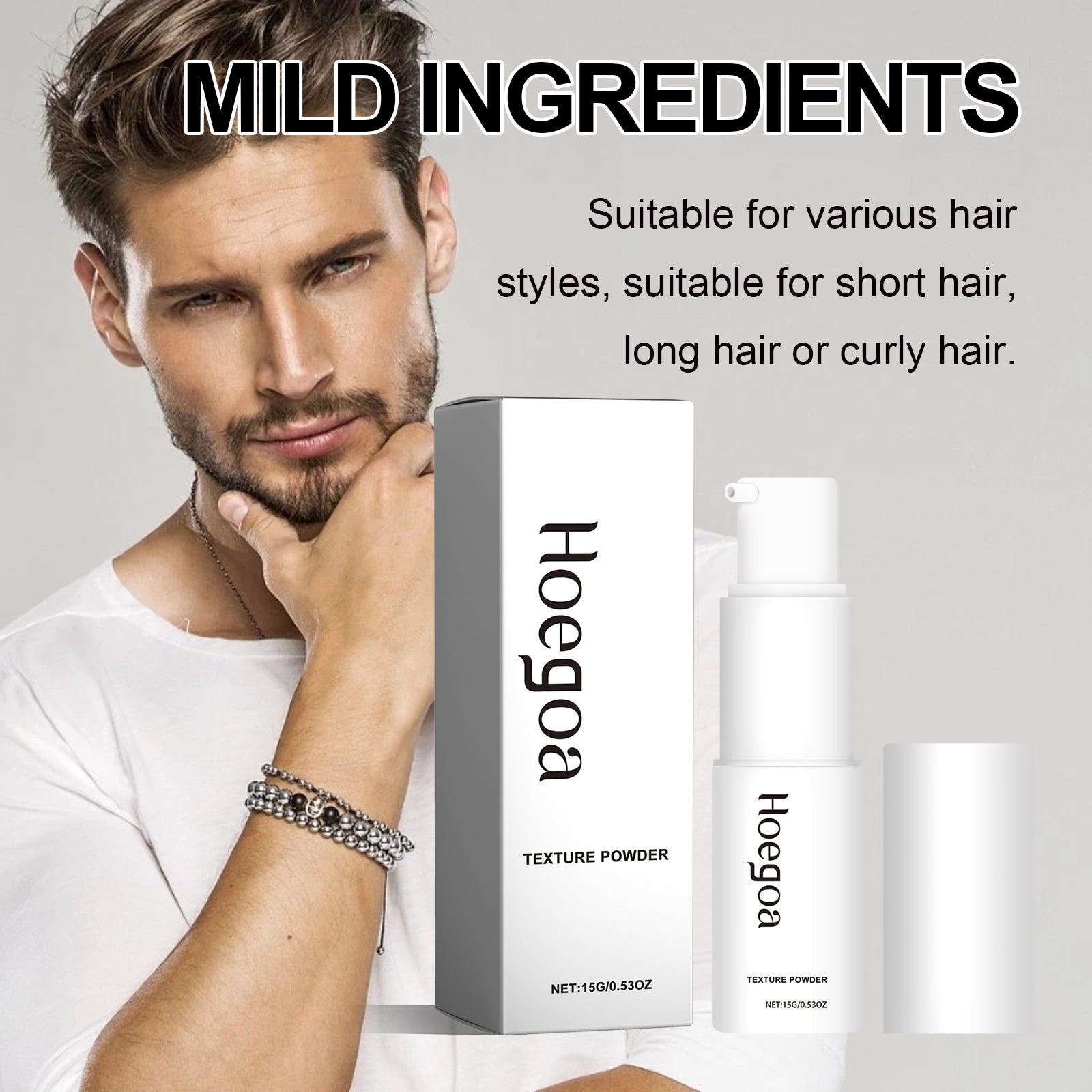Hair Texture Powder, Curly Hair Fluffy Styling Smoothing Frizzy Natural Shine Lasting Without Greasy - Korvel