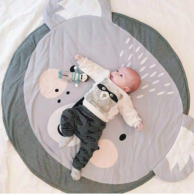 Alfombra de Juego de Algodón en Forma de Cisne de 90CM para Niños - Alfombra Redonda Suave