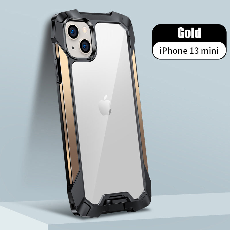 New Transparent Back Panel Protective Case Is Suitable For iPhone 13 Pro Promax Mini Metal Airbag Anti-Drop Mobile Phone Case - Korvel