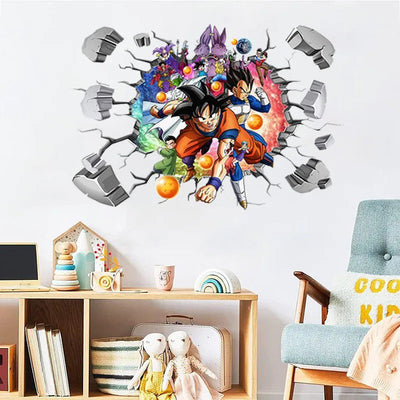 Riman Dragon Ball 3D Wall Sticker Corridor Layout Decorative Sticker Super Saiyan Cartoon DIYSticker Son Goku Children's ToyGift - Korvel