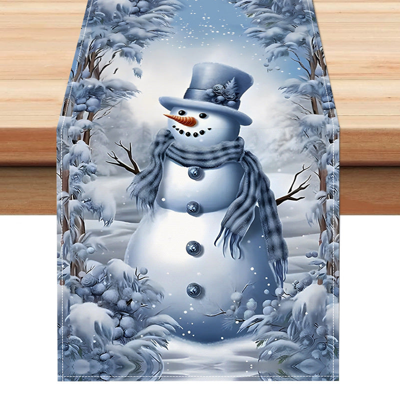 Christmas Snowman Table Flag Festival Restaurant Tablecloth Mat Tablecloth Home Kitchen Table Decoration Tea Flag - Korvel