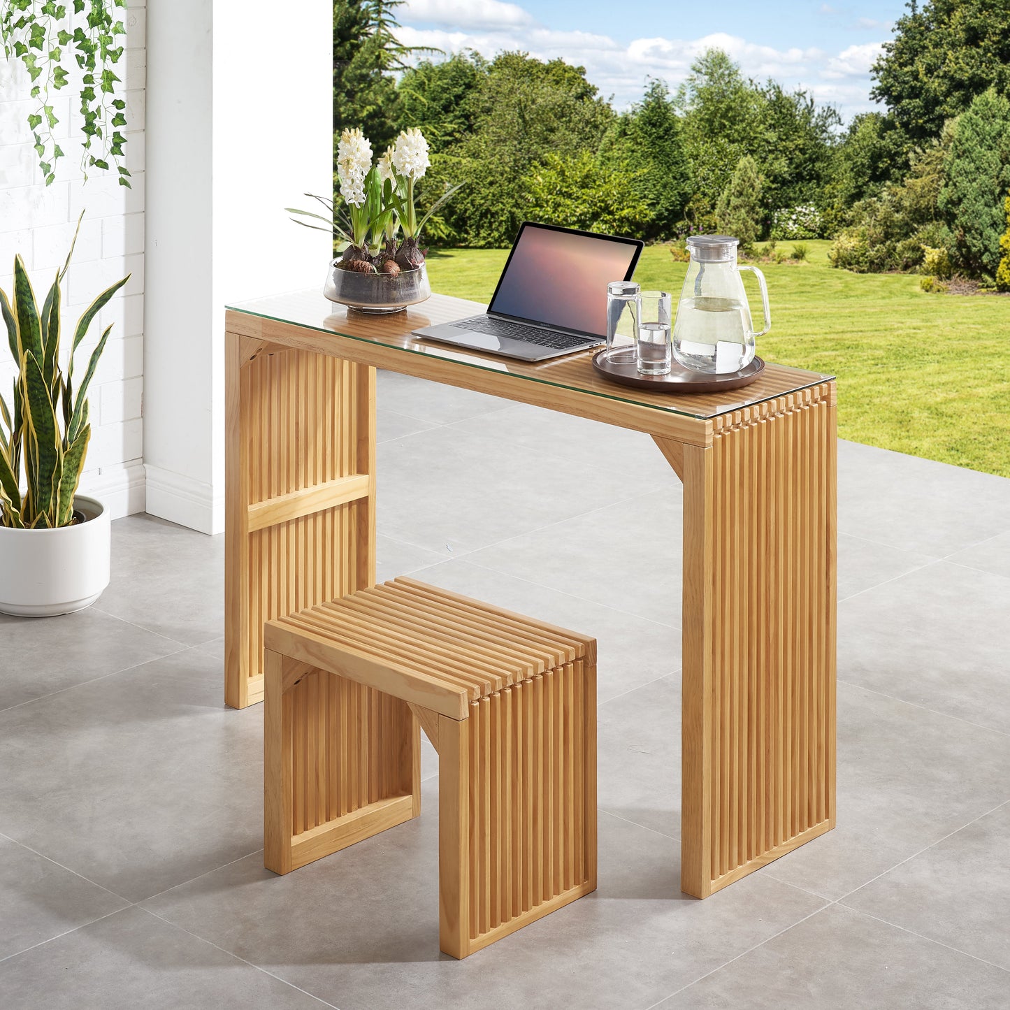 Pine Dining Bench and Table, Indoor Wood Bench for Entryway,Living Room,Kitchen and Bench Set (Nature, Bench & Table) Small - Korvel