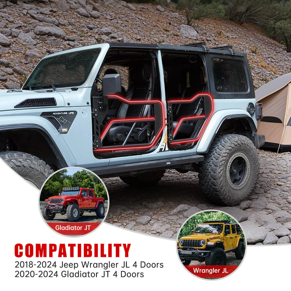 Portes Tubulaires Jeep Premium pour Wrangler JL & Gladiator JT (2018-2024)