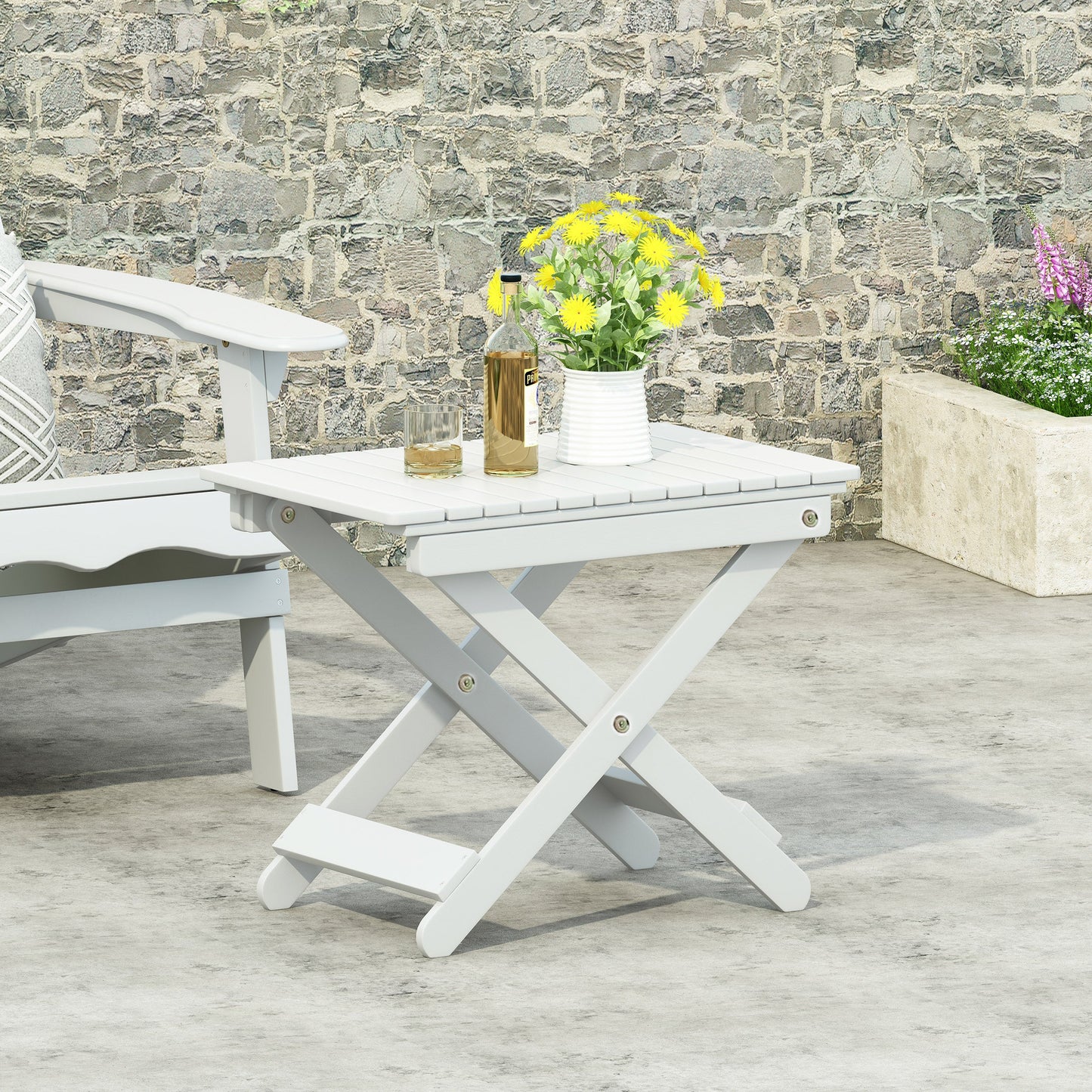 Elegant Outdoor Folding Wooden Side Table - White