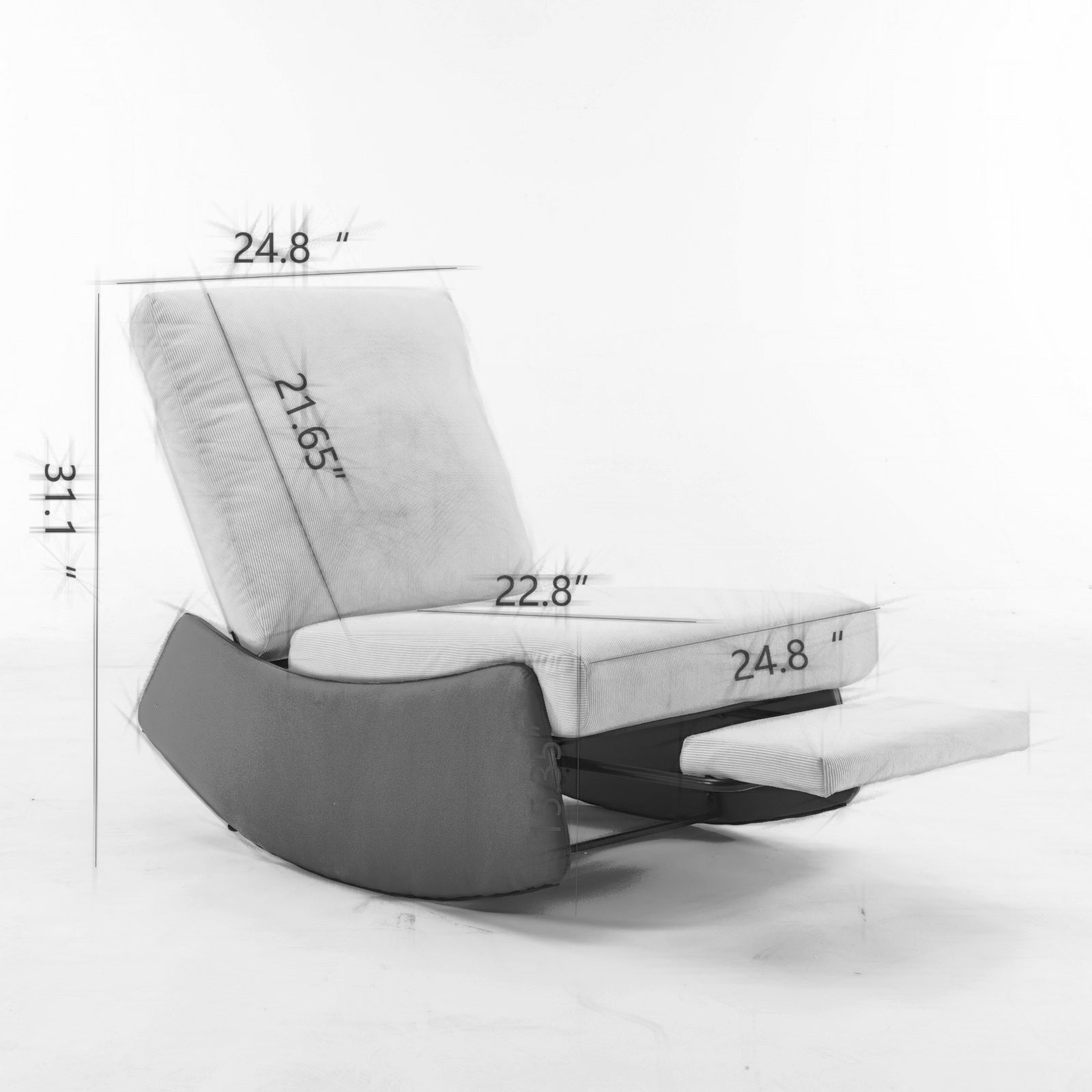 Modern rocking chair recliner, comfortable cushioned recliner with footstool, gray - Korvel