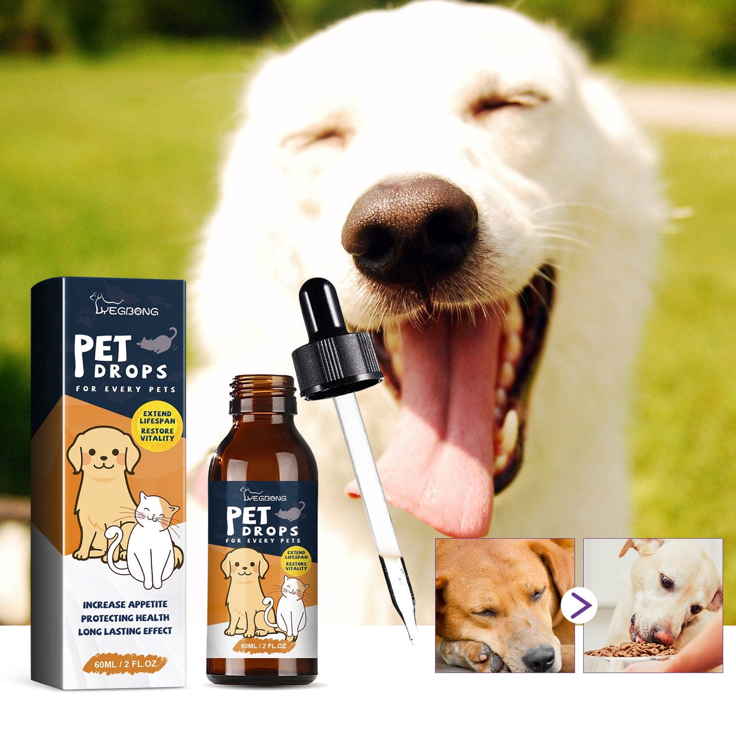 Pet Drops For Every Pets, Energizing And Nourishing Pet Health Care Drops - Korvel