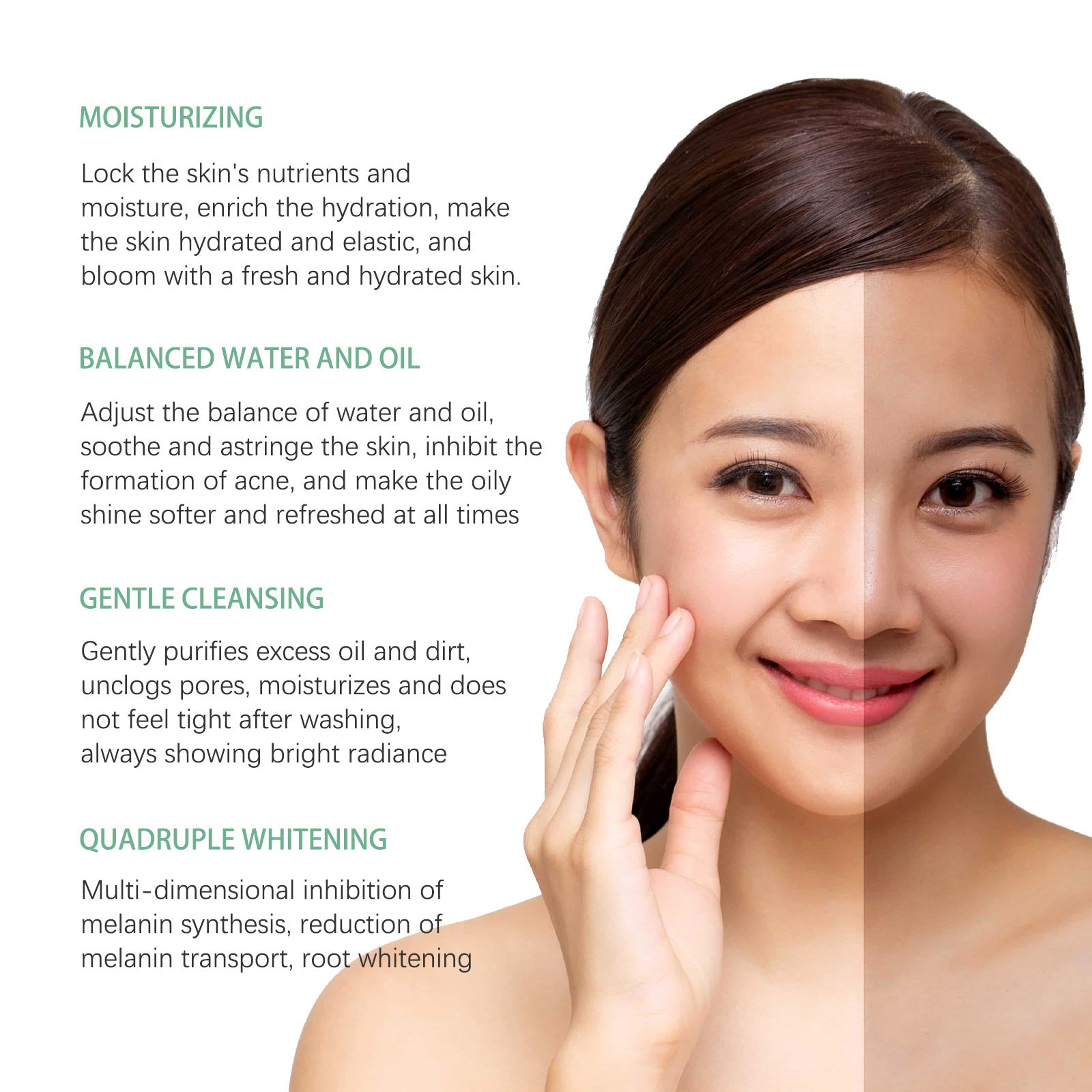 Brightening And Freckle-removing Facial Cleanser, Cleansing And Brightening Skin Moisturizing And Non-tightening Cleanser - Korvel