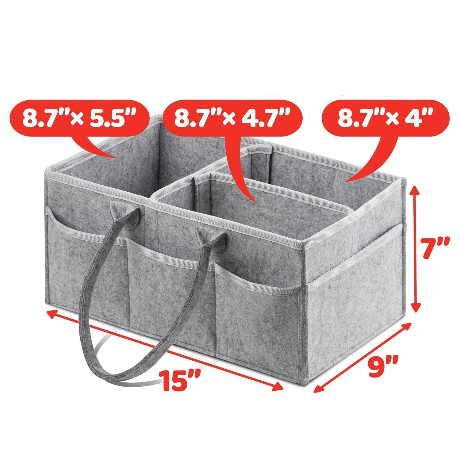 Baby Diaper Caddy Organizer Portable Holder Bag for Changing Table and Car, Nursery Essentials Storage bins 38*23*18cm - Korvel