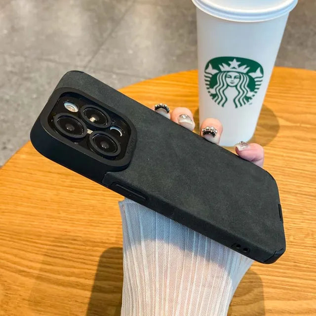 Luxury Matte Soft Leather Phone Case For iPhone 15 14 Plus 13 12 11 Pro Max 7 8Plus SE Lens Protection Shockproof Silicone Cover - Korvel