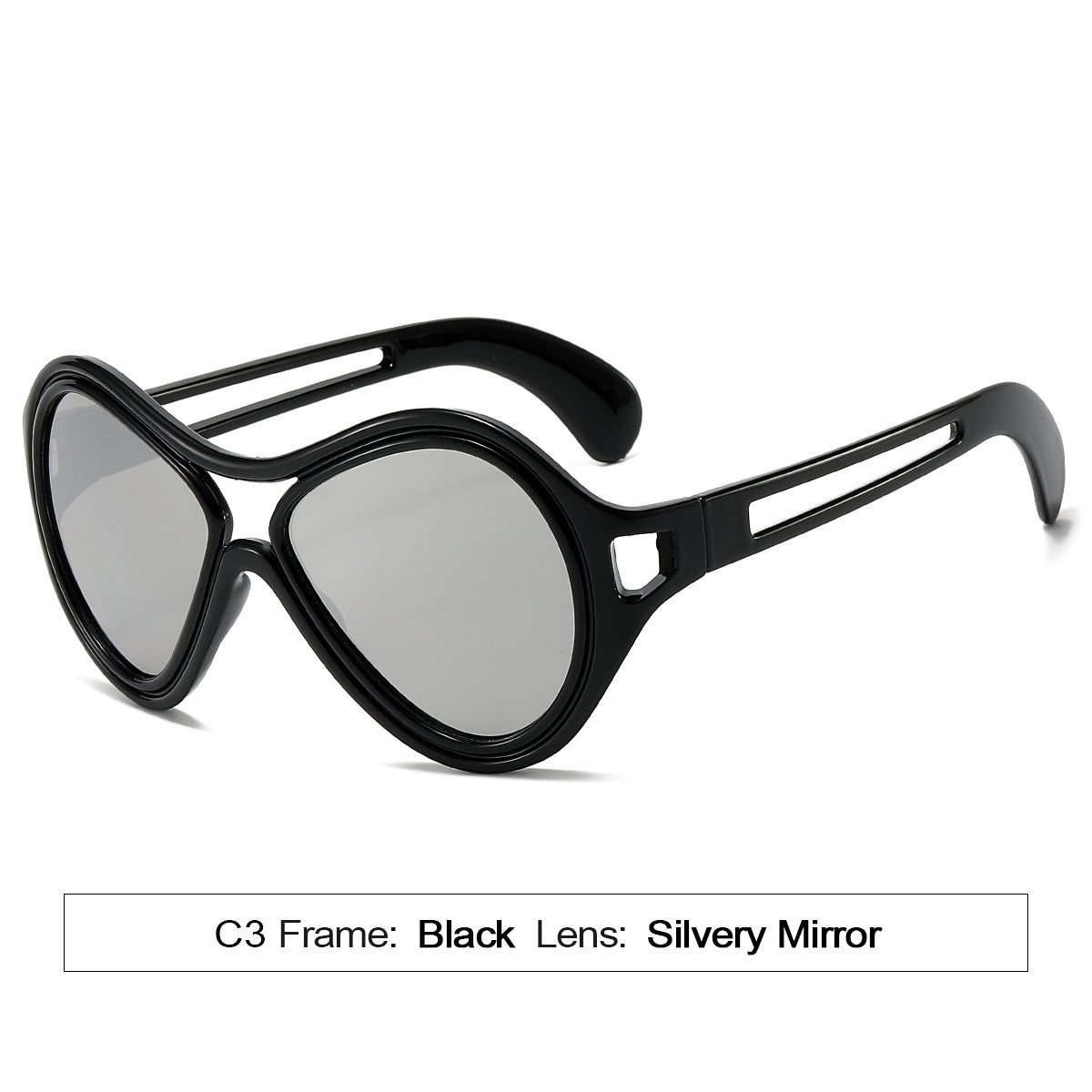 New European and American Sunglasses for Women UV400 Fashion Double Beam Round Frame Personalized PC Hollow Sunscreen Sunglasses - Korvel