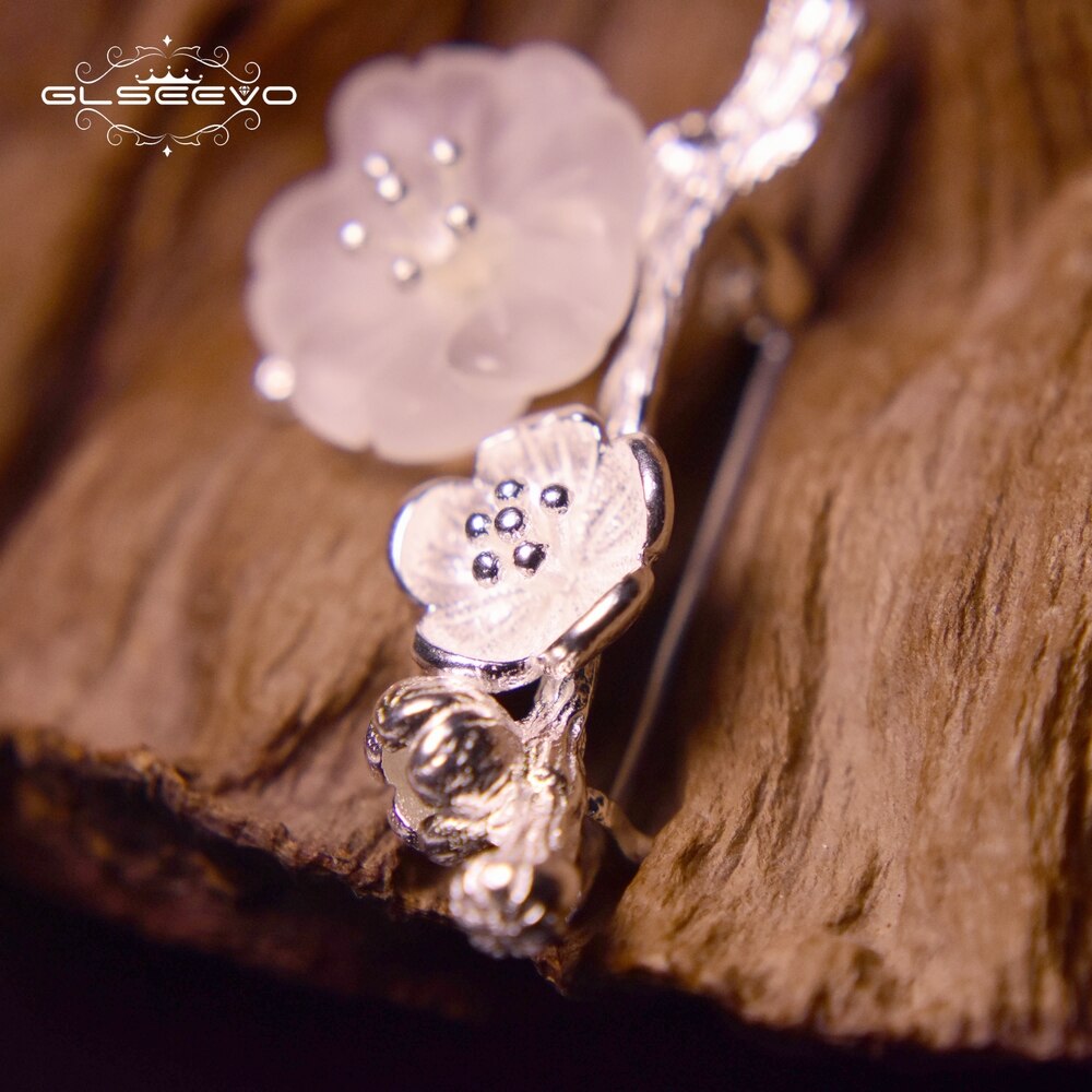 GLSEEVO 925 Sterling Silver Wedding Crystal Flower Brooch High Quality For Women Tree Brooches Mujer Handmade Jewelry - Korvel