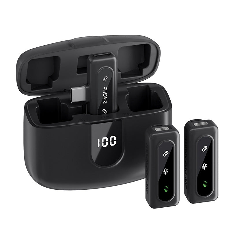 Wireless lavalier microphone J50 intelligent noise reduction digital display charging compartment digital display mini microphone - Korvel