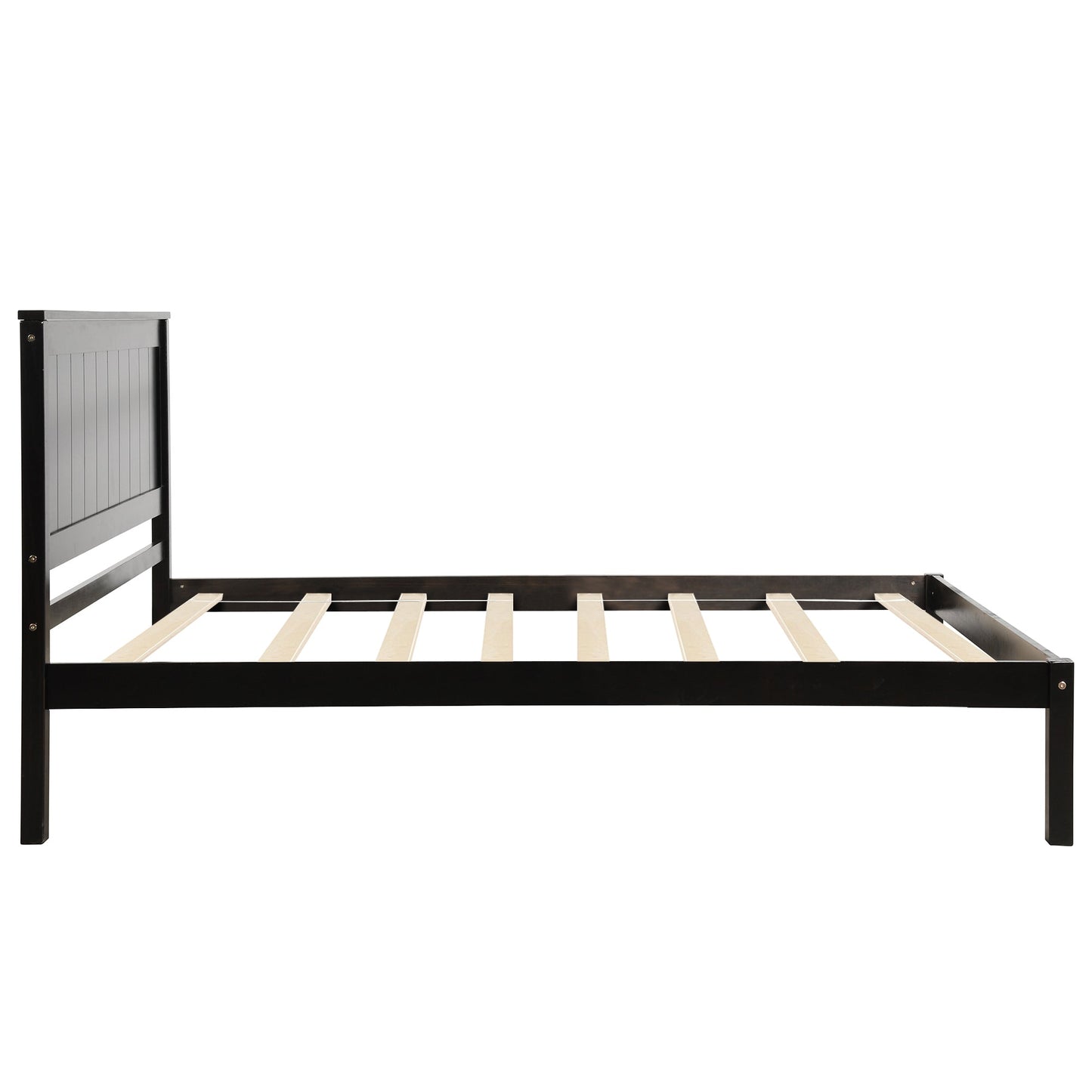 Espresso Twin Platform Bed Frame with Headboard