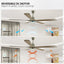 60 "modern wooden ceiling fan with lighting and remote control, 6-speed noiseless reversible DC motor ceiling fan - Korvel