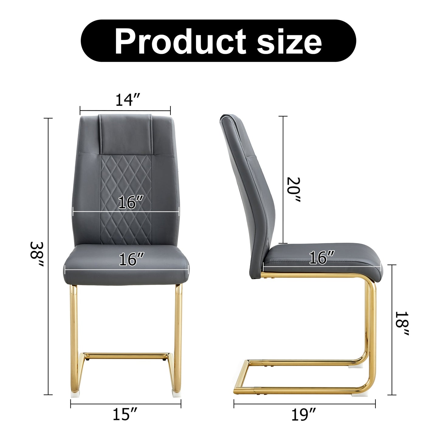 Premium Faux Leather Cushioned Dining Chairs with Metal Legs