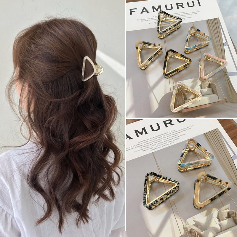 Chic Geometric Acetate Hair Claw Clamps Metal Hair Crab Women Girls Hair Clip Leopard Hairpin Hair Crab Hair Accessories - Korvel