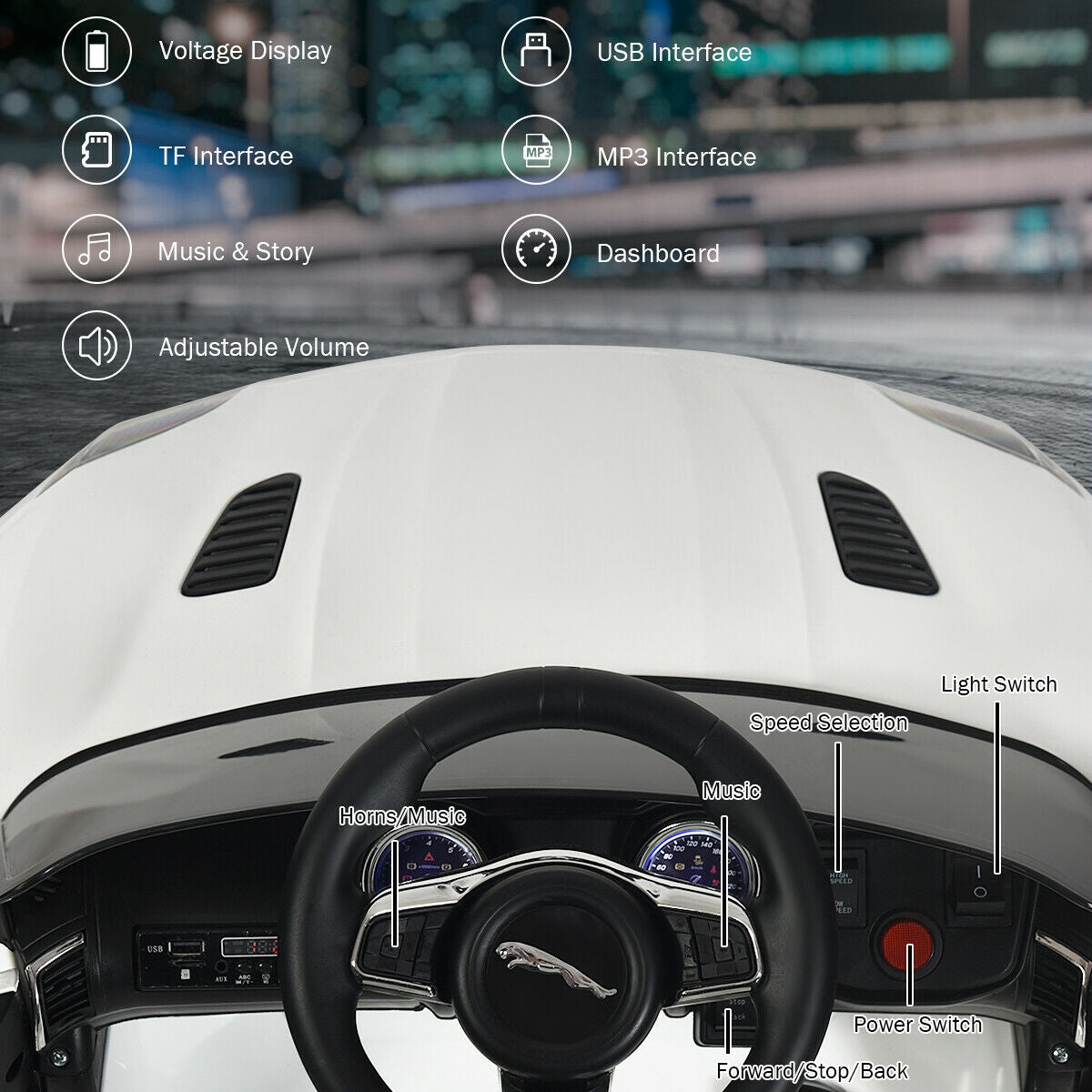 Voiture électrique pour enfants Jaguar F-Type SVR 12V - Blanche