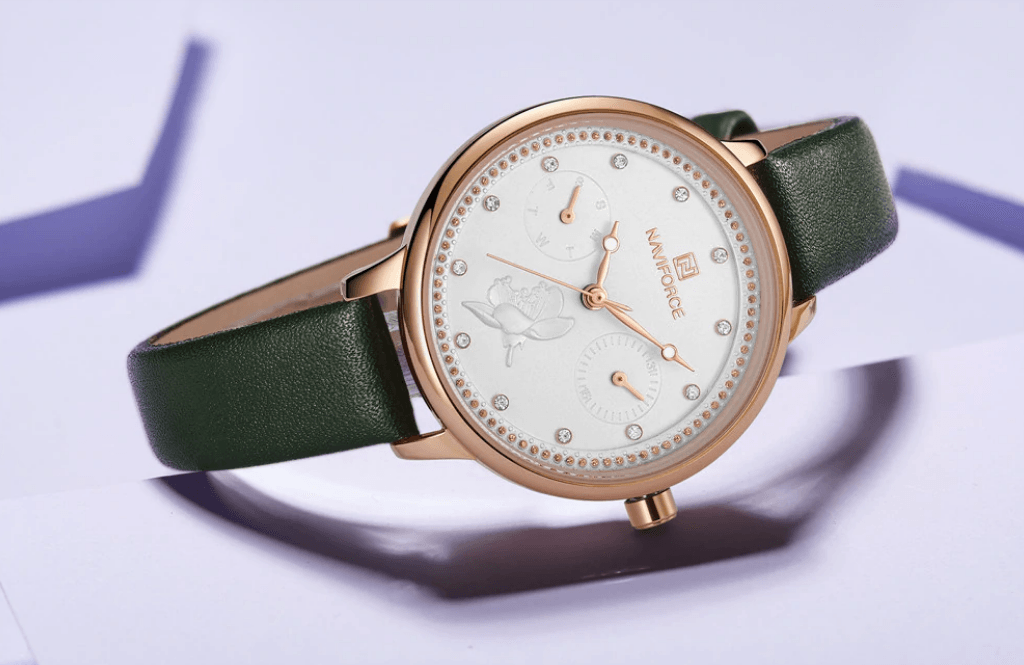 Montre de Luxe Élégante pour Femme avec Double Zircon et Chronomètre