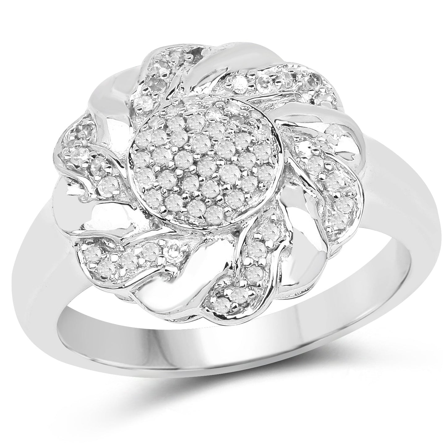 Bague en Argent Sterling Plaquée Or Jaune 14K avec Diamants de 0,28 Carat