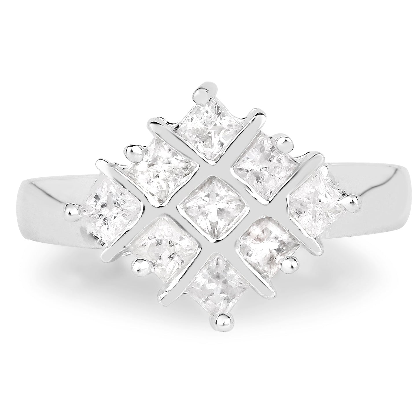 Bague en saphir blanc véritable de 1,08 carat en argent sterling .925