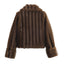 Chaqueta corta de piel sintética para mujer