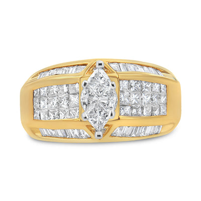Anillo de Compromiso de Diamante en Oro Amarillo y Blanco de 14K