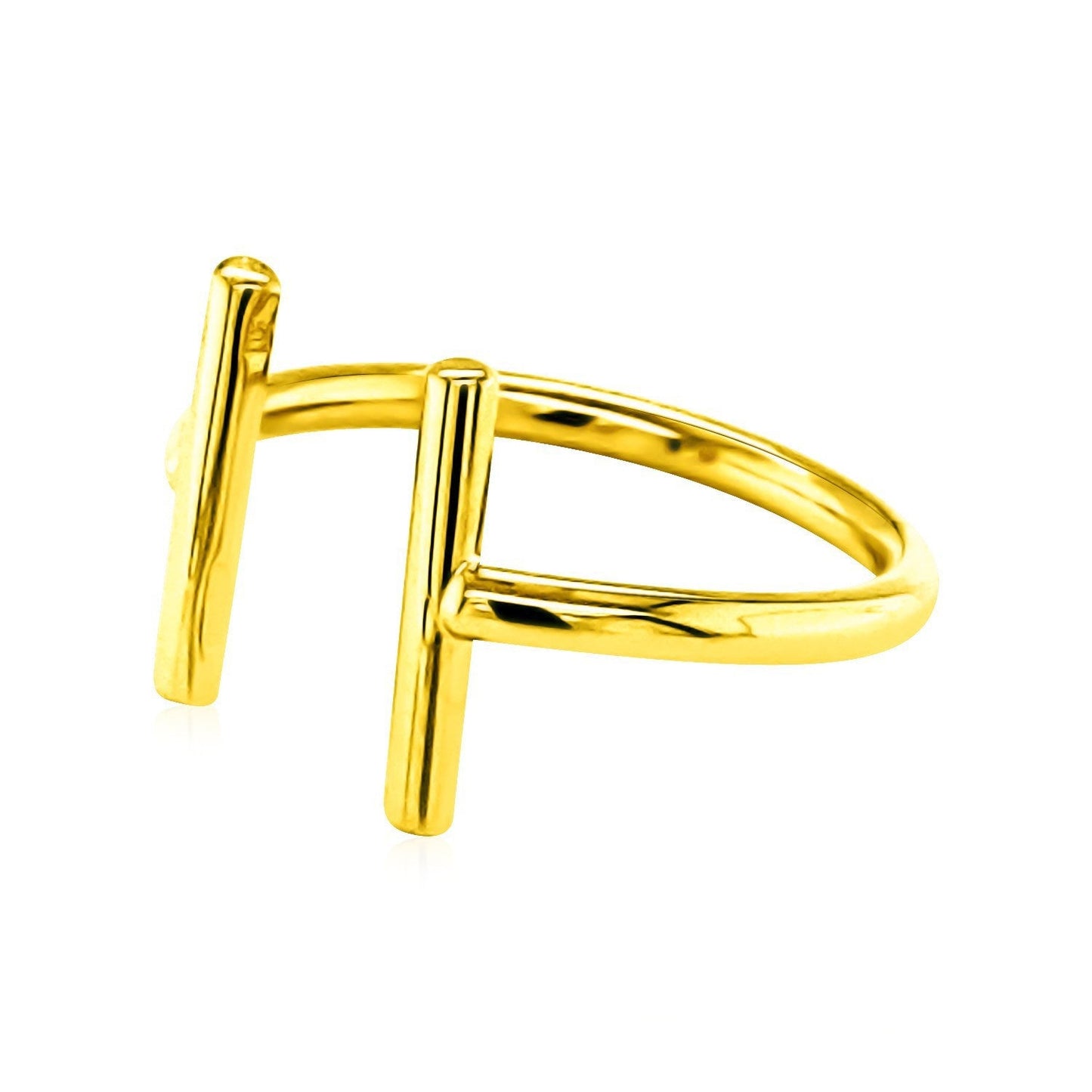 Anillo Abierto de Oro Amarillo de 14k con Barras Elegantes