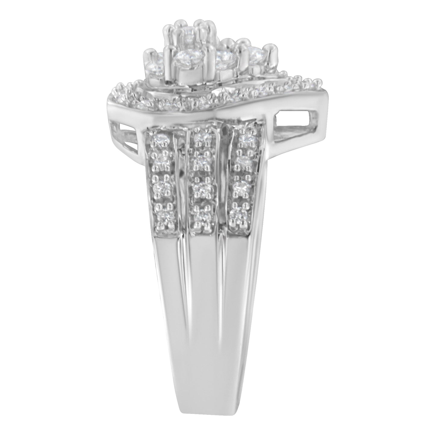 Anillo de Diamante en Corte Redondo de Oro Blanco de 10K - Talla 6-1/2