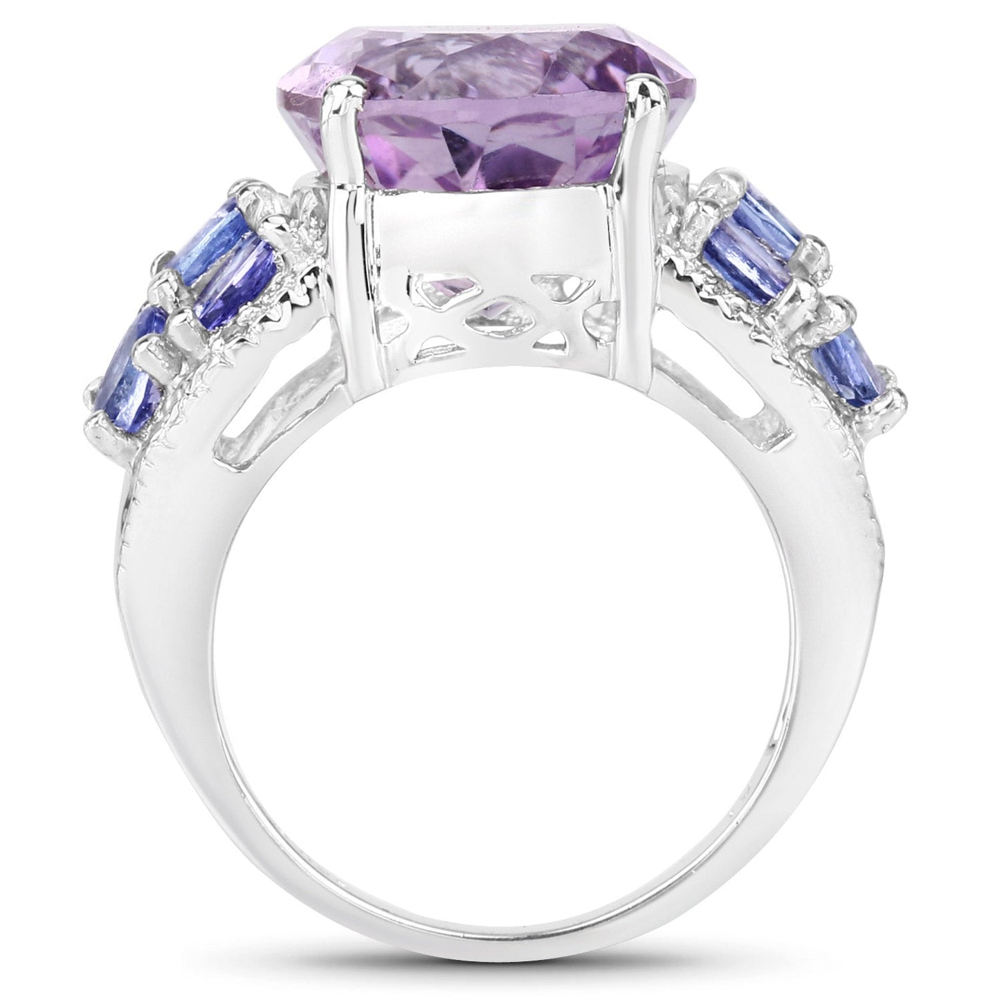 Bague en argent sterling avec améthyste de 6,62 carats, tanzanite et topaze blanche