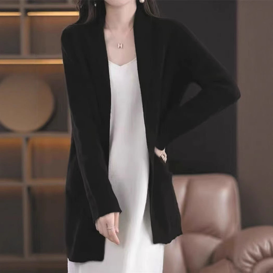 Cardigan en tricot mi-long ample et élégant pour femmes
