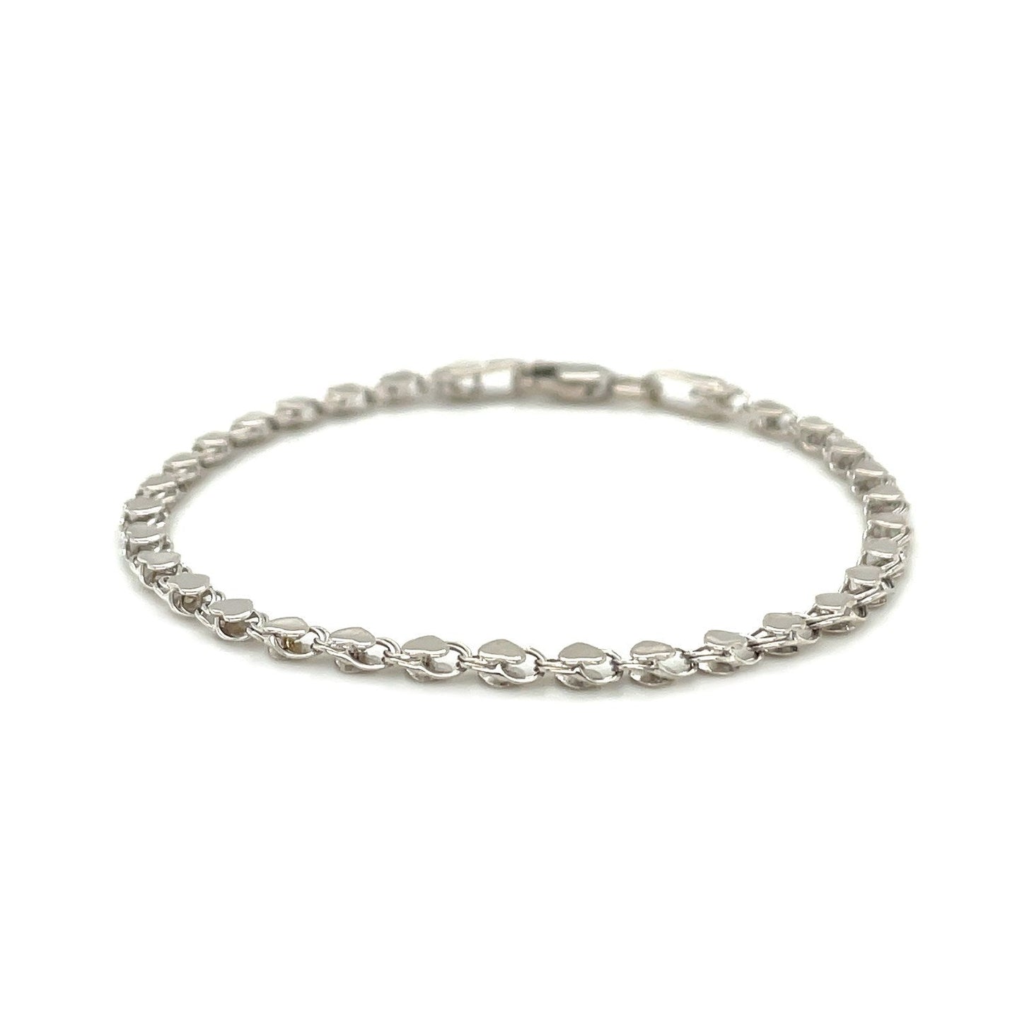 14k White Gold Heart Bracelet - 2.9mm