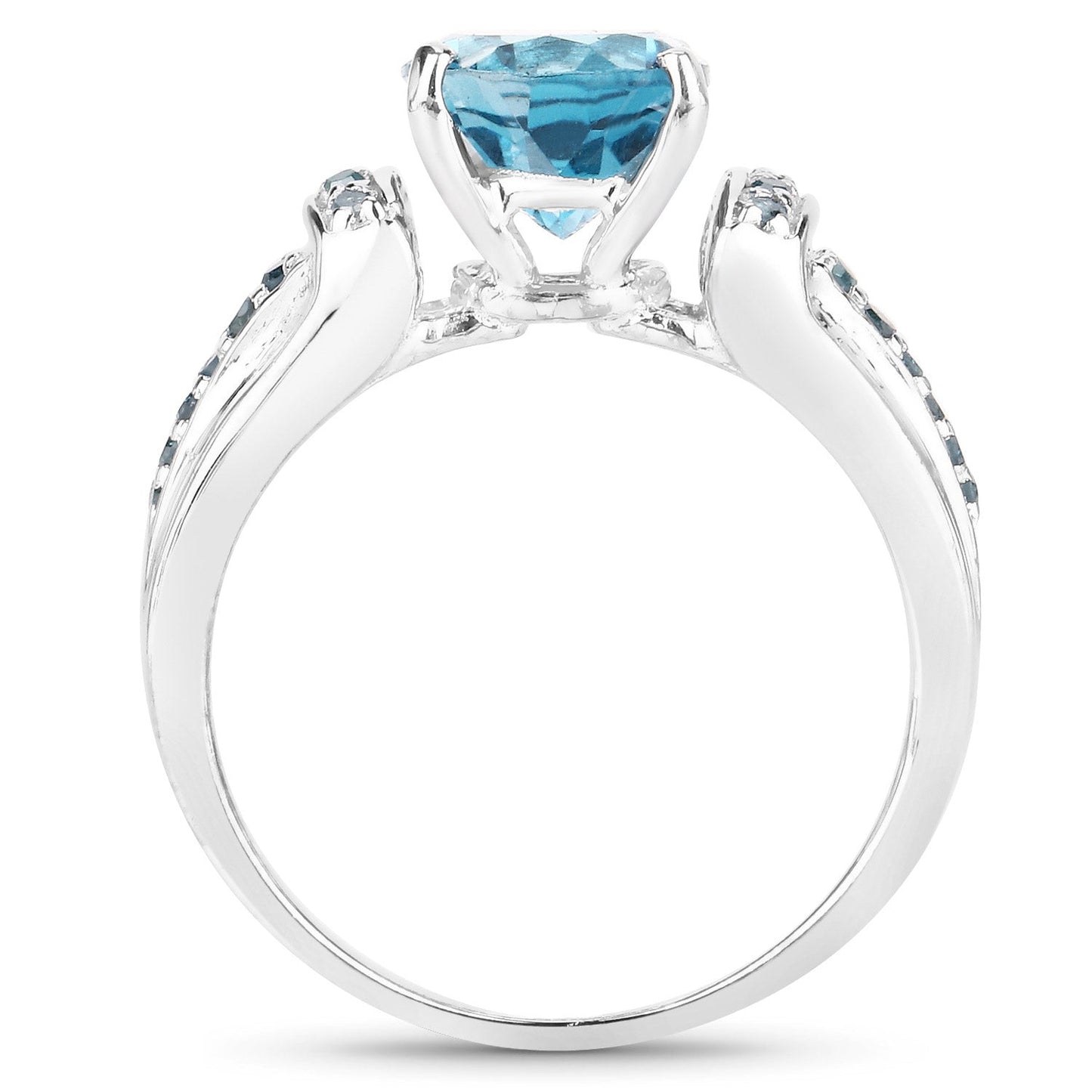 2.72 Carat London Blue Topaz & Blue Diamond Sterling Silver Ring