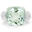 Bague en argent sterling avec améthyste verte de 5,52 carats et diamants blancs